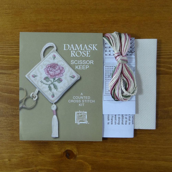 Textile Heritage Damask Rose Counted Cross Stitch Bookmark Kit