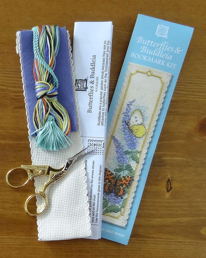 Butterflies And Buddleia Cross Stitch Bookmark Kit At Button And